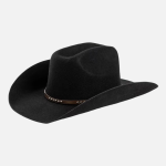 Chapeau cowboy feutre noir avec cordon