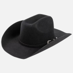 Chapeau cowboy noir en feutre unisexe avec bande assortie et boucle argentée